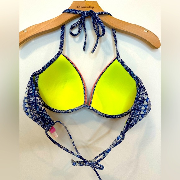 VS Push Up bikini top neon with blue print - Picture 2 of 3